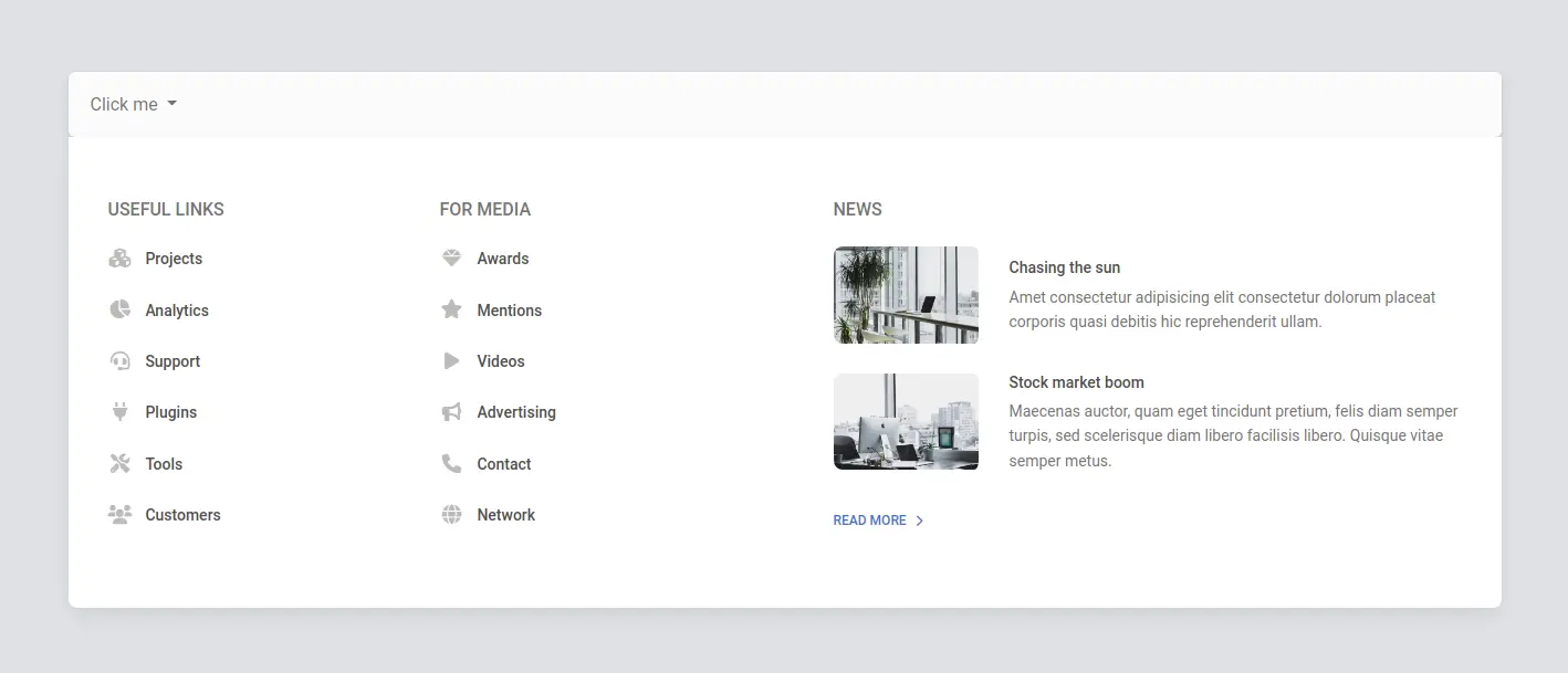 Bootstrap 5 Landing Mega Menu Design Block